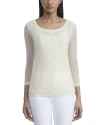 LAFAYETTE 148 LAFAYETTE 148 NEW YORK DOUBLE LAYER CABLE INTARSIA LINEN-BLEND SWEATER