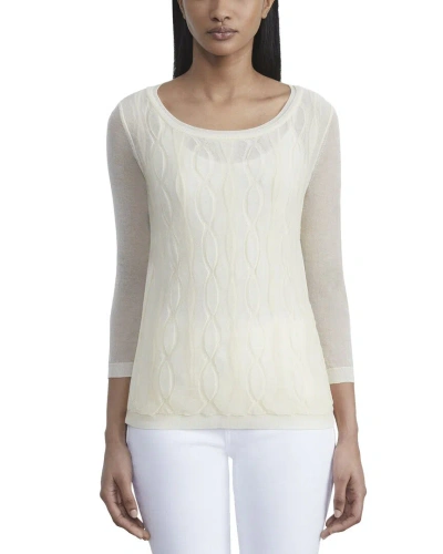 Lafayette 148 New York Double Layer Cable Intarsia Linen-blend Sweater