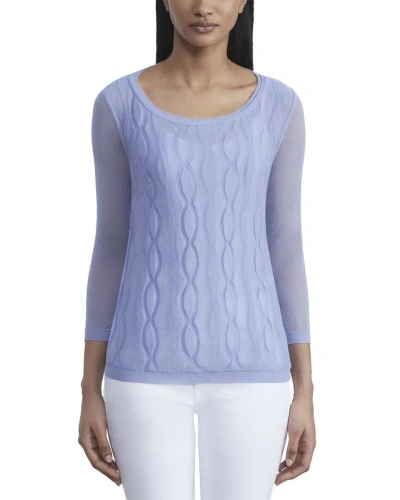Lafayette 148 New York Double Layer Cable Intarsia Sweater In Purple
