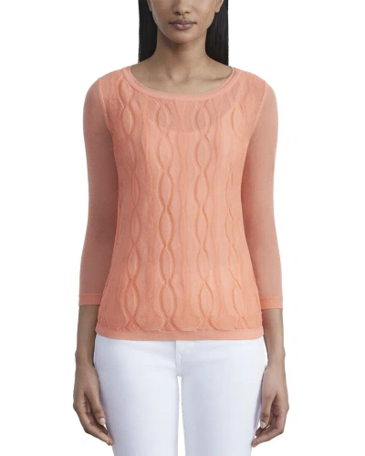 Lafayette 148 New York Double Layer Cable Intarsia Sweater In Pink