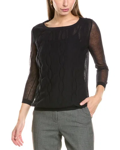 Lafayette 148 New York Double Layer Cable Intarsia Sweater In Black