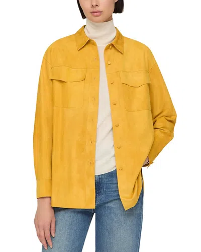 Lafayette 148 New York Double Patch Pocket Suede Shirt Jack In Yellow