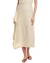 Lafayette 148 Drape Front Linen Maxi Skirt