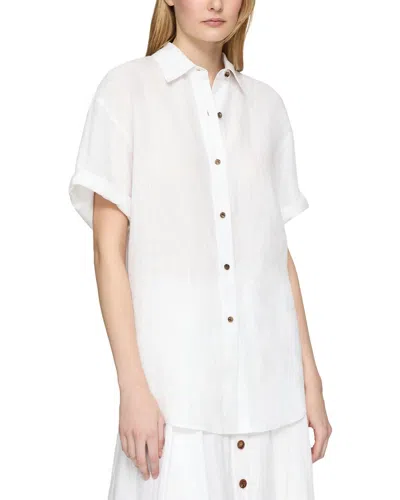 Lafayette 148 New York Drop Shoulder Button Oversized Blouse In Yellow