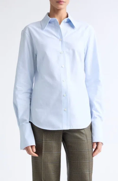 Lafayette 148 New York Drop Shoulder Fitted Cotton Shirt In Blue