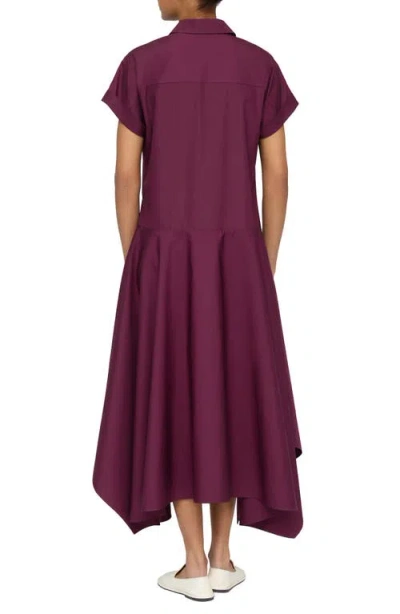 Lafayette 148 New York Drop Waist Organic Cotton Poplin Midi Shirtdress In Violet Ash