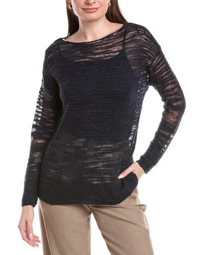 Lafayette 148 New York Dropped Shoulder Bateau Neck Sweater In Black