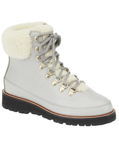 Lafayette 148 New York Elsa Lace-up Lug Sole Leather Boot In Gray