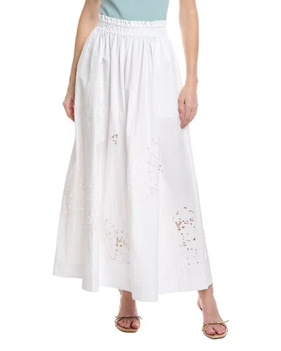 Lafayette 148 New York Embroidered A Line Midi Skirt In Brown
