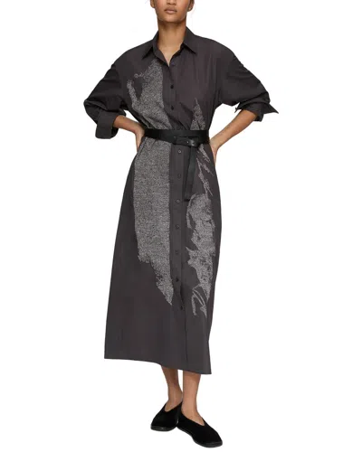 Lafayette 148 New York Embroidered Oversized Shirtdress In Black