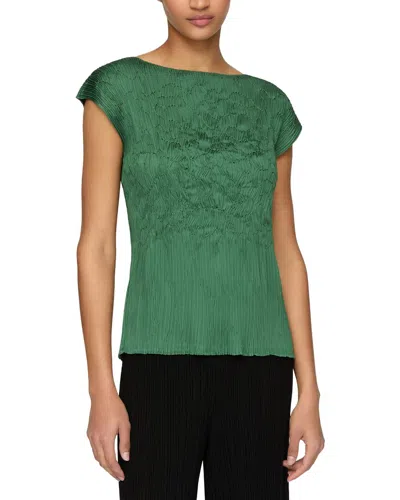 Lafayette 148 New York Embroidered Plisse Blouse In Green
