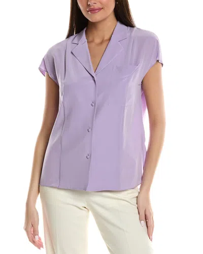 Lafayette 148 Extended Sleeve Silk Blouse In Purple