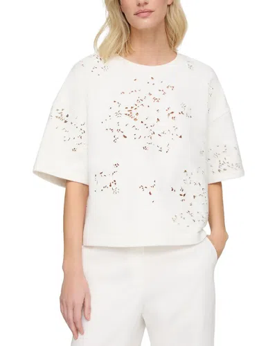 Lafayette 148 New York Eyelet Embroidery Sweatshirt In White