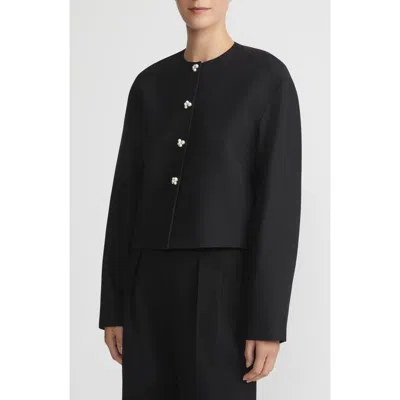 LAFAYETTE 148 LAFAYETTE 148 NEW YORK FAUX PEARL BUTTON WOOL & SILK CREPE JACKET