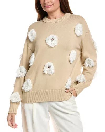 Lafayette 148 New York Feather Fringe Silk-blend Sweater In Brown