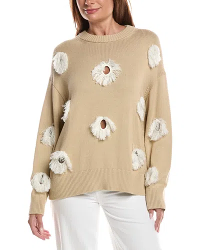Lafayette 148 New York Feather Fringe Sweater In Brown