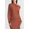 Lafayette 148 New York Fine Gauge Merino Wool Asymmetric Sweater In Burnt Sienna