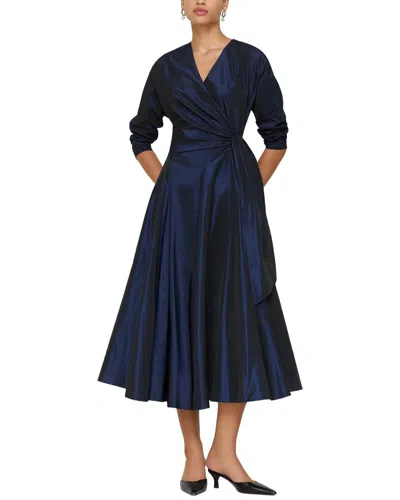 Lafayette 148 New York Fit And Flare Faux Wrap Dress In Blue