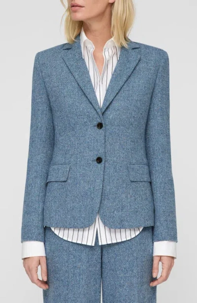 Lafayette 148 New York Fitted Donegal Tweed Blazer In Blue