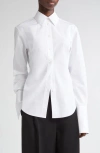 Lafayette 148 New York Fitted Organic Cotton Poplin Button-up Shirt In White
