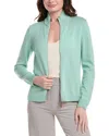 Lafayette 148 New York Fitted Silk-blend Bomber Sweater In Green