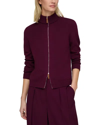 Lafayette 148 New York Fitted Silk-blend Bomber In Burgundy