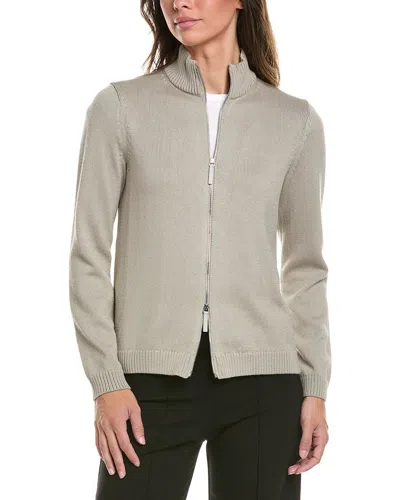 Lafayette 148 New York Fitted Silk-blend Bomber Jacket In Gray