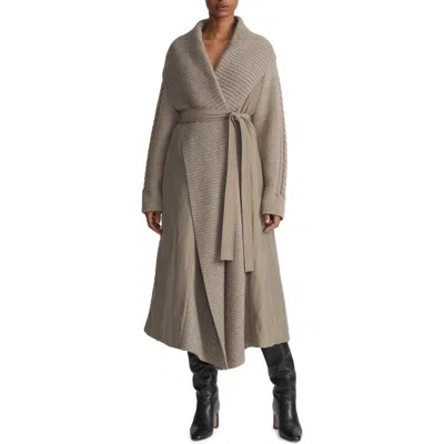 Lafayette 148 New York Flannel & Knit Technical Twill Reversible Puffer Coat In Concrete
