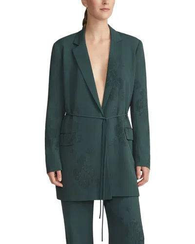 Lafayette 148 New York Jacquard Longline Blazer In Green