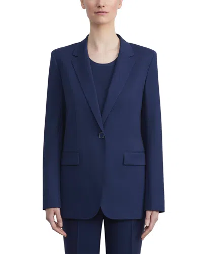 Lafayette 148 Single-button Wool-blend Blazer In Midnight Blue