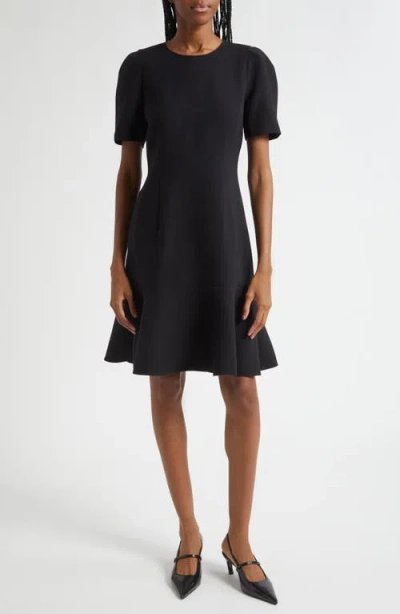 Lafayette 148 New York Flare Hem Wool & Silk Crepe Dress In Black