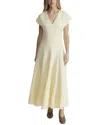 Lafayette 148 New York Flared Silk & Linen-blend Maxi Dress In Yellow