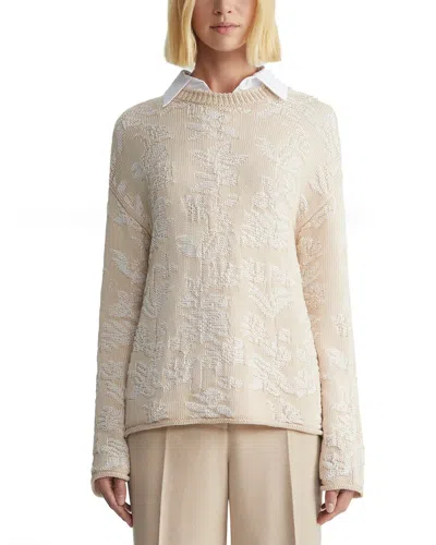 Lafayette 148 New York Floral Motif Dropped Shoulder Silk-blend Sweater In Gray