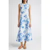 Lafayette 148 New York Floral Sleeveless Silk & Linen Fit & Flare Dress In Multi