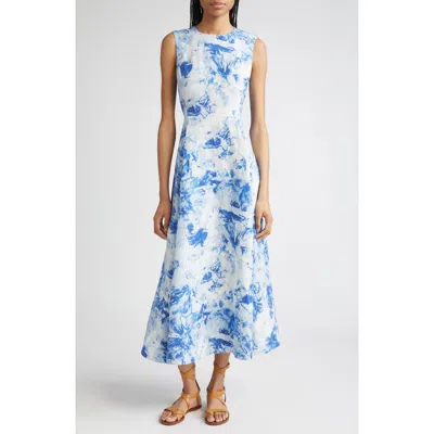 Lafayette 148 New York Floral Sleeveless Silk & Linen Fit & Flare Dress