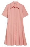 Lafayette 148 Plus-size Slub Cotton Flounced Hem Shirtdress In Pastel Pink Melange