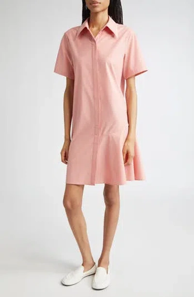 Lafayette 148 Plus-size Slub Cotton Flounced Hem Shirtdress In Pastel Pink Melange