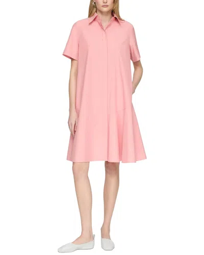 Lafayette 148 Plus-size Slub Cotton Flounced Hem Shirtdress In Pastel Pink Melange
