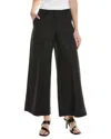 Lafayette 148 New York Franklin Silk & Linen-blend Wide Leg Ankle Pant In Black