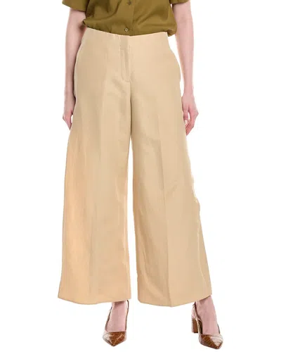 Lafayette 148 New York Franklin Silk & Linen-blend Wide Leg Ankle Pant In Brown