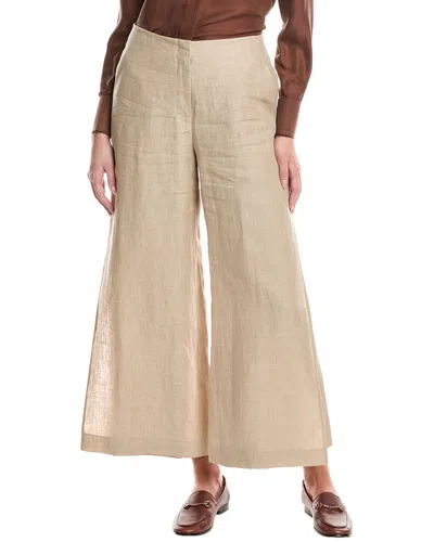 Lafayette 148 New York Franklin Wide Leg Linen Ankle Pant In Neutral