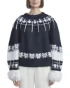 Lafayette 148 New York Fringe Trimmed Fair Isle Cashmere Sweater