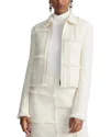 Lafayette 148 New York Fringed Patchwork Cropped Jacket In White