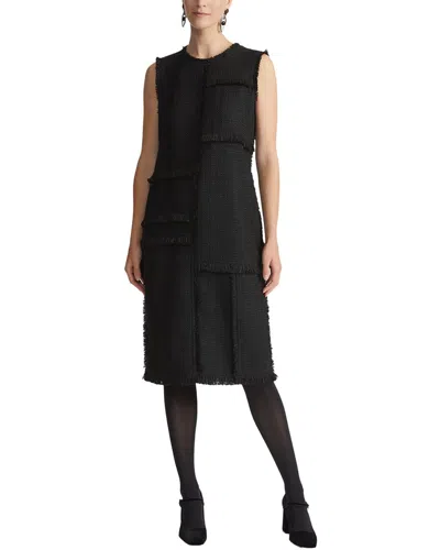 Lafayette 148 New York Fringed Patchwork Dress In Black