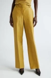 Lafayette 148 Gates Full Leg Linen Blend Pants In Desert Grass