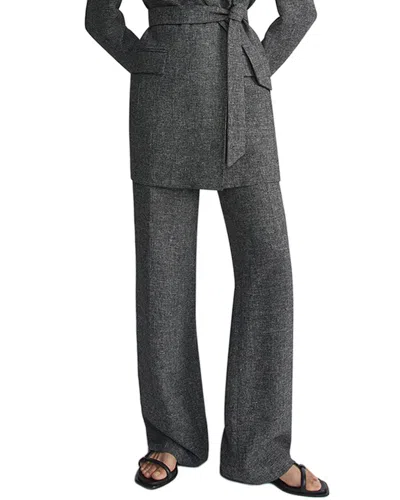 Lafayette 148 New York Gates Full Leg Linen Pant In Gray