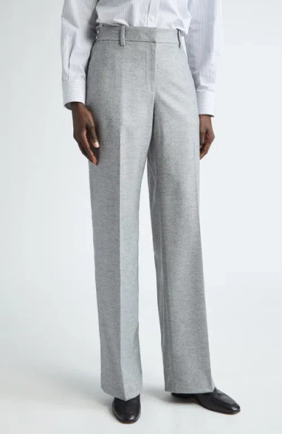 Lafayette 148 New York Gates Full Length Virgin Wool & Silk Blend Straight Leg Trousers In Nickel Multi