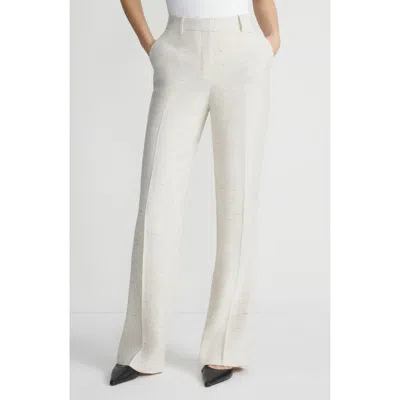 Lafayette 148 New York Gates Linen Blend Reed Cloth Straight Leg Pants In White