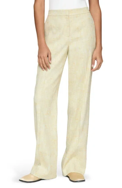 Lafayette 148 New York Gates Pastel Dust Tweed Straight Leg Pants In Chartreuse Multi