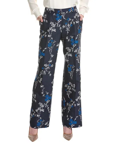 Lafayette 148 New York Gates Silk & Linen-blend Pant In Blue